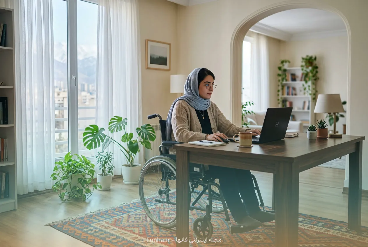 فضای کار خانگی مناسب و دسترس‌پذیر برای افراد کم‌توان جسمی